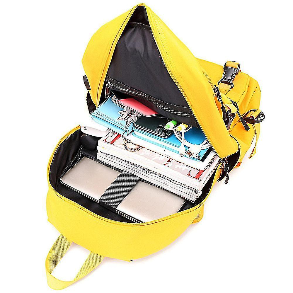 Foto 2 | Mochila Huoguo Multicapa Impermeable Con Puerto Usb - Amarillo - Venta Internacional.