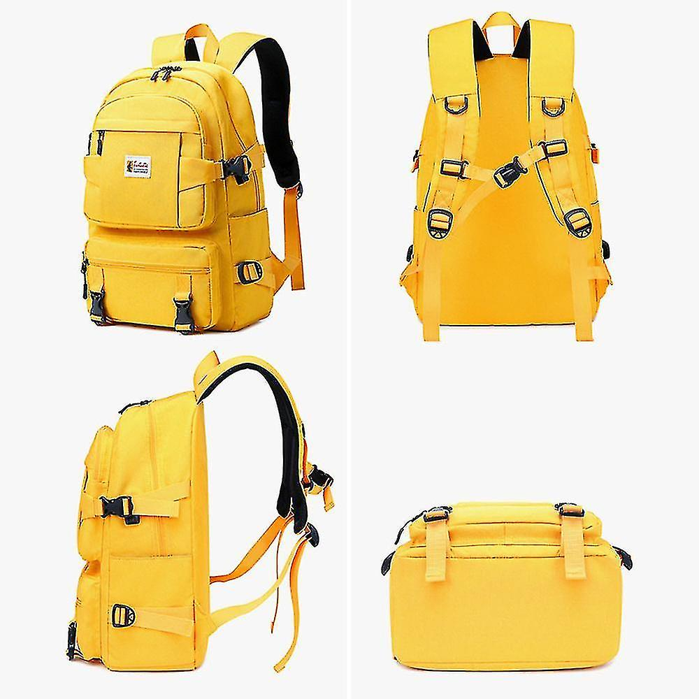 Foto 4 pulgar | Mochila Huoguo Multicapa Impermeable Con Puerto Usb - Amarillo - Venta Internacional.