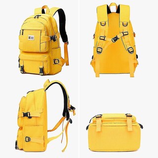 Foto 3 | Mochila Huoguo Multicapa Impermeable Con Puerto Usb - Amarillo - Venta Internacional.