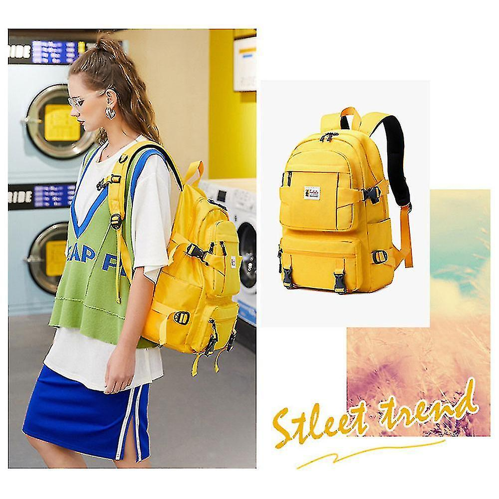 Foto 5 pulgar | Mochila Huoguo Multicapa Impermeable Con Puerto Usb - Amarillo - Venta Internacional.