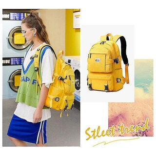 Foto 4 | Mochila Huoguo Multicapa Impermeable Con Puerto Usb - Amarillo - Venta Internacional.