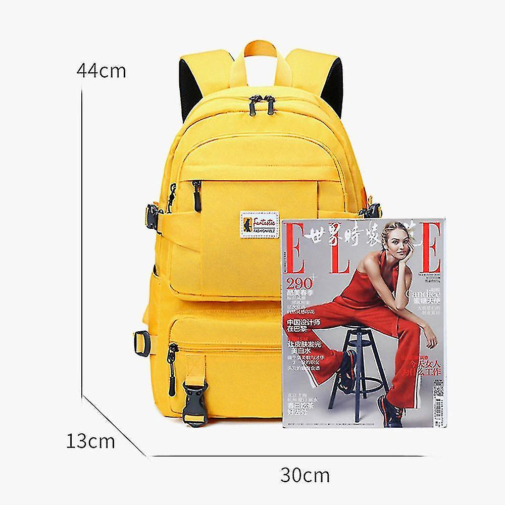 Foto 6 pulgar | Mochila Huoguo Multicapa Impermeable Con Puerto Usb - Amarillo - Venta Internacional.