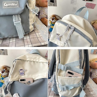 Foto 5 | Mochila Huoguo Para Estudiantes De Secundaria Color Contrast Yell - Venta Internacional.