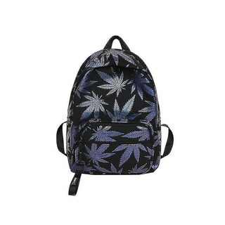 Foto 2 | Mochila Huoguo Poliéster Negro Con Estampado De Hojas De Arce 29x13x41cm - Venta Internacional.