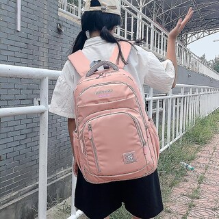 Foto 2 | Mochila Huoguo Para Estudiantes De Secundaria, Impermeable, De Nailon, Azul Marino - Venta Internacional.