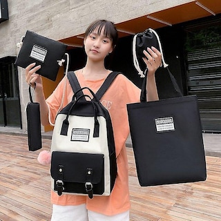 Foto 2 | Mochila Sanlin Beans High School Canvas Travel Black - Venta Internacional.