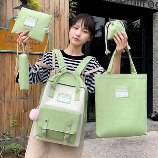 Foto 3 | Mochila Sanlin Beans High School Canvas Travel Black - Venta Internacional.