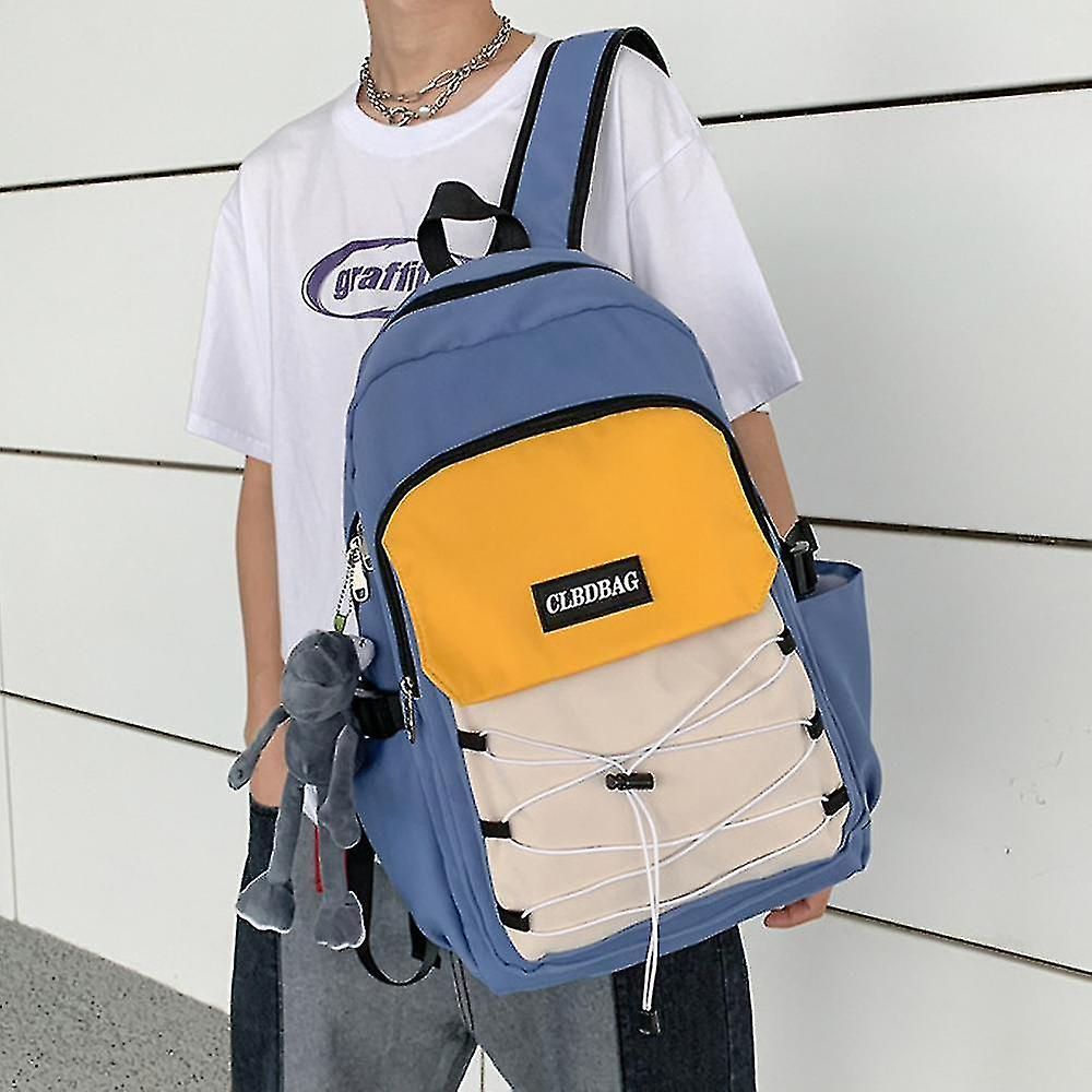 Foto 4 pulgar | Mochila Huoguo Para Estudiantes De Secundaria De Nailon, Azul Claro - Venta Internacional.