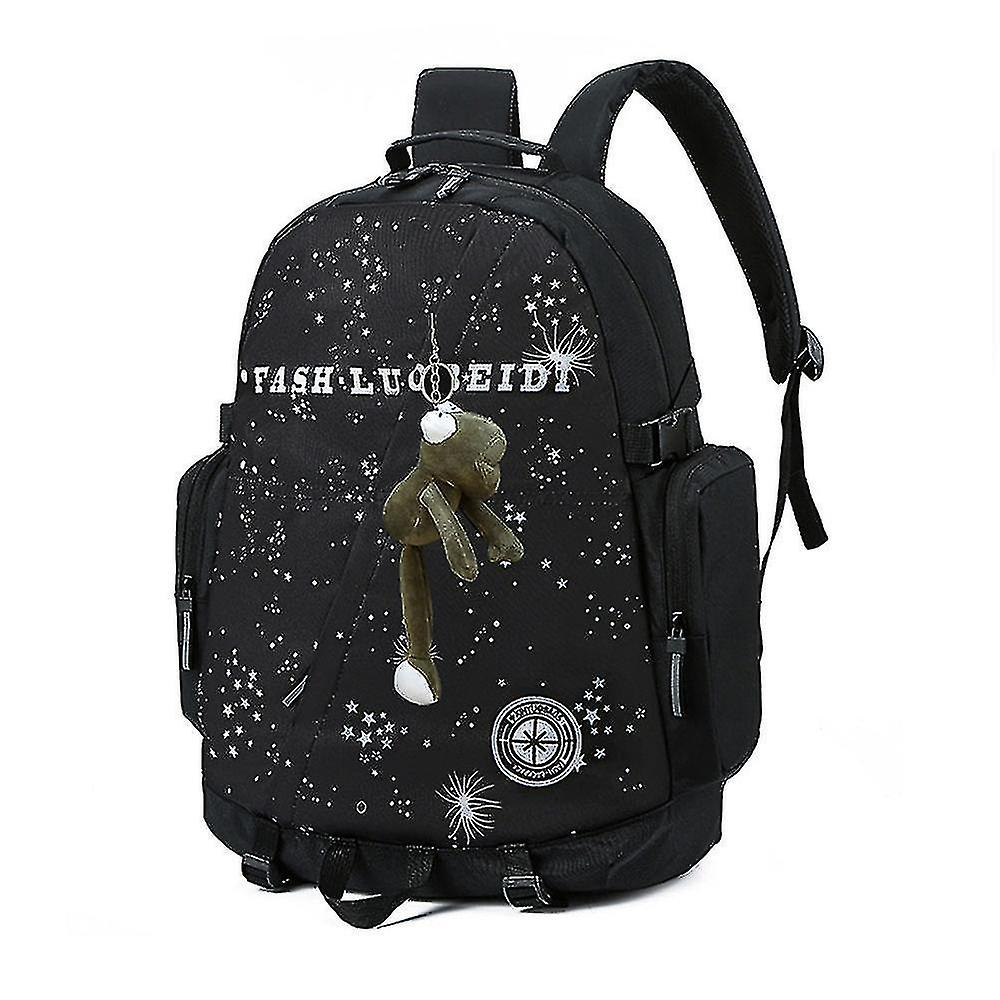 Foto 2 pulgar | Mochila Huoguo Street School Negra De Nylon Impermeable - Venta Internacional.