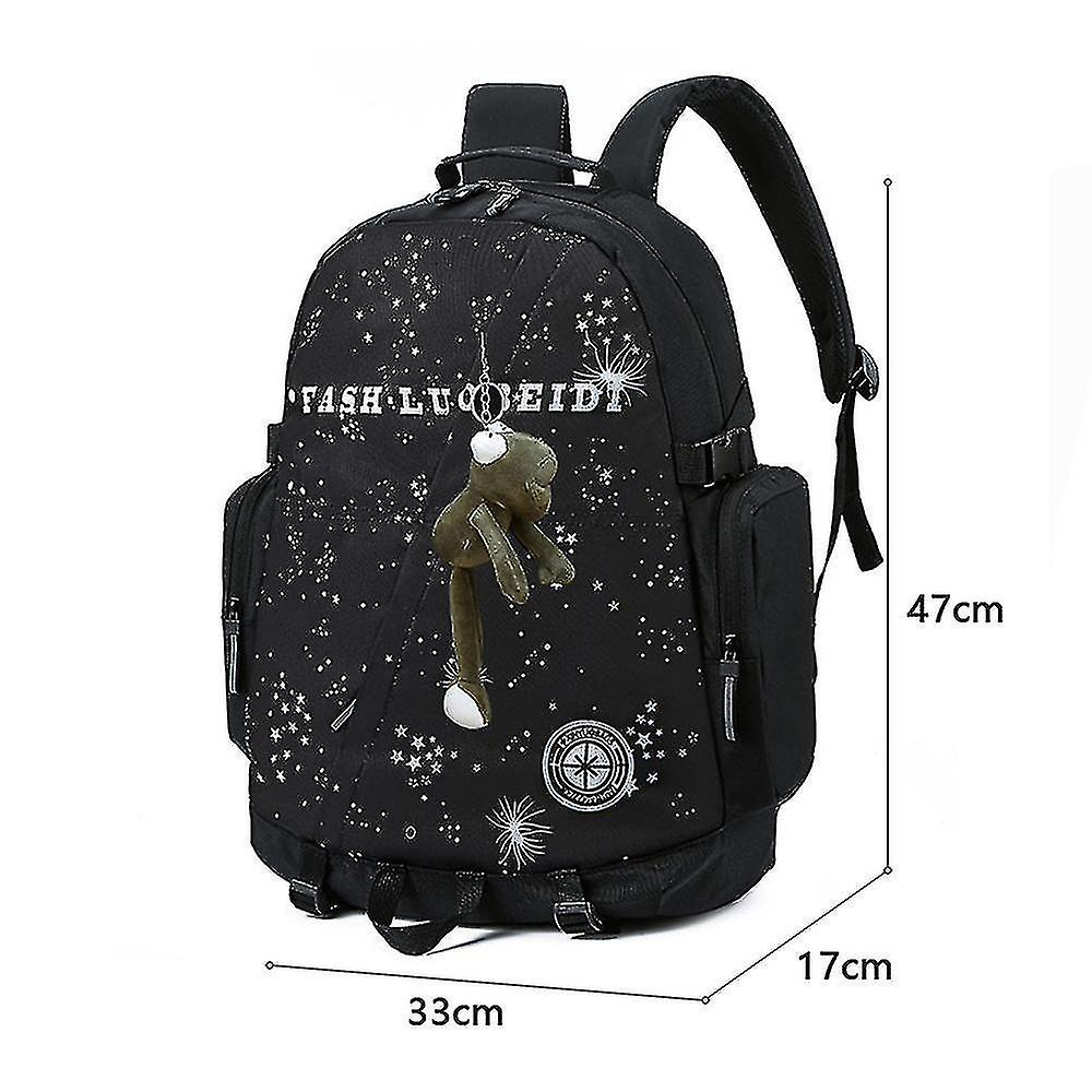 Foto 5 pulgar | Mochila Huoguo Street School Negra De Nylon Impermeable - Venta Internacional.
