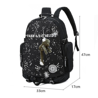 Foto 4 | Mochila Huoguo Street School Negra De Nylon Impermeable - Venta Internacional.