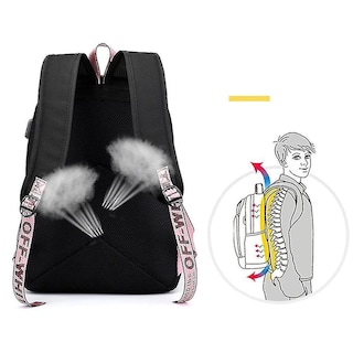 Foto 4 | Mochila Huoguo Bts Cute Con Carga Usb De Nailon Impermeable - Venta Internacional.