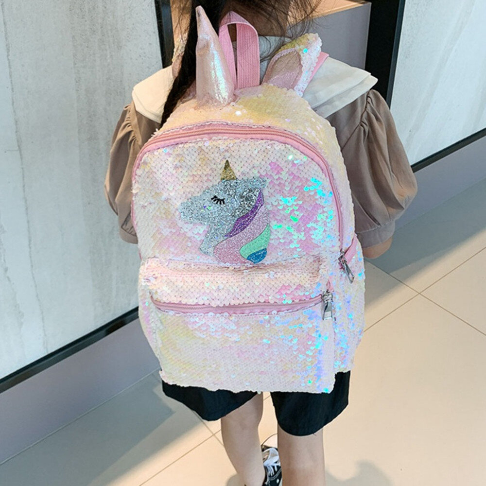 Foto 1 | Mochila Escolar Sanlin Beans Con Lentejuelas Y Unicornio - Venta Internacional.
