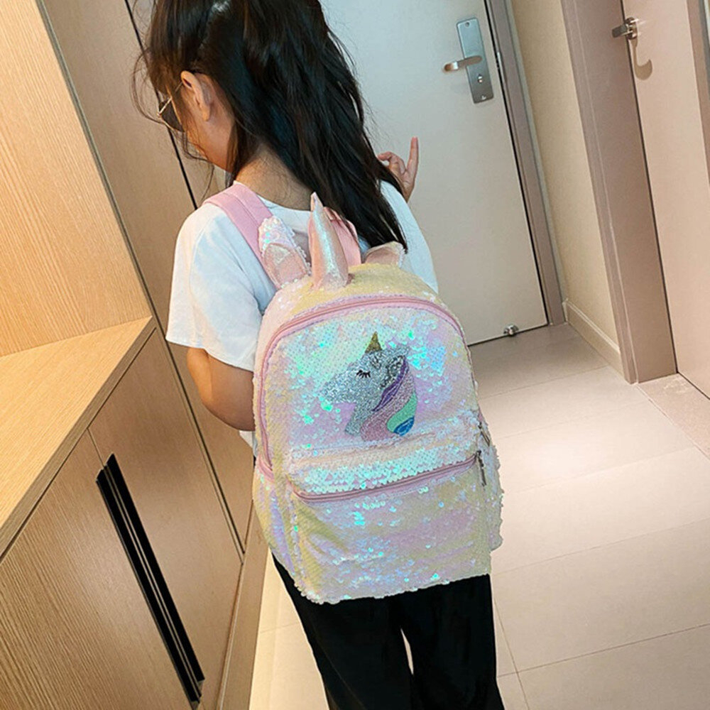 Foto 4 pulgar | Mochila Escolar Sanlin Beans Con Lentejuelas Y Unicornio - Venta Internacional.