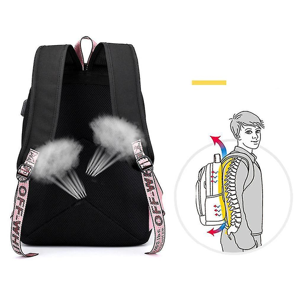 Foto 5 pulgar | Mochila Huoguo Bts, Bonita Mochila Escolar De Nailon Con Carga Usb - Venta Internacional.