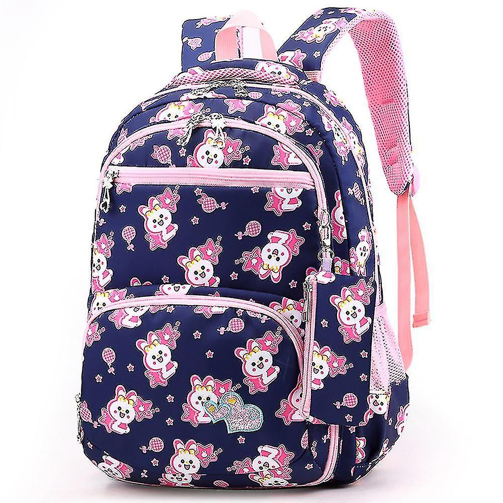 Mochila Huoguo Para Niñas De Primaria Y Secundaria Azul Marino - Venta Internacional.