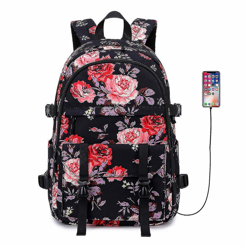 Mochila Escolar Huoguo, Casual, Para Estudiantes, Impermeable, Negra - Venta Internacional.