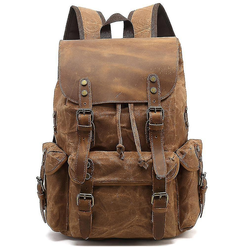 Mochila Huoguo, Lona Pulida, Retro, Impermeable, 33 X 13 X 44 Cm - Venta Internacional.