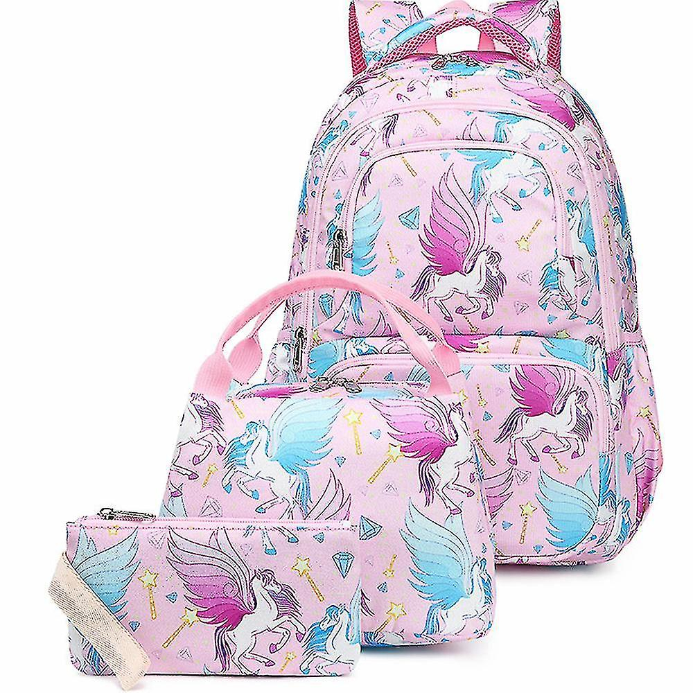 Foto 2 pulgar | Mochila Huoguo De Dibujos Animados De Tres Piezas Para Colegialas Rosa - Venta Internacional.