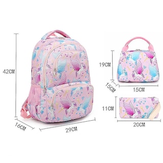 Foto 5 | Mochila Huoguo De Dibujos Animados De Tres Piezas Para Colegialas Rosa - Venta Internacional.