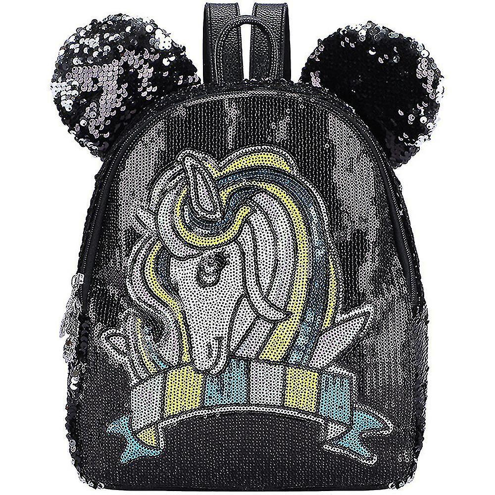 Foto 2 pulgar | Mochila Huoguo Con Diseño De Unicornio Con Lentejuelas Para Escuela Primaria, Color Negro - Venta Internacional.