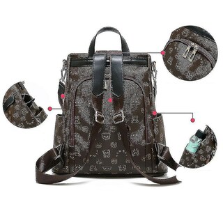 Foto 3 | Mochila Huoguo Mochila Escolar De Viaje De Piel Suave De Color Caqui, 0,6 Kg - Venta Internacional.