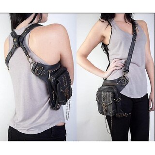 Foto 3 | Mochila Huoguo Retro Gothic Rock Steampunk De Piel Para Hombre - Venta Internacional.