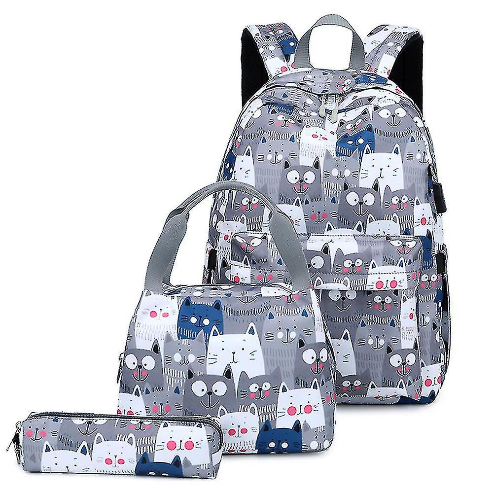 Mochila Huoguo De Gran Capacidad Para Escuela Secundaria Gris - Venta Internacional.