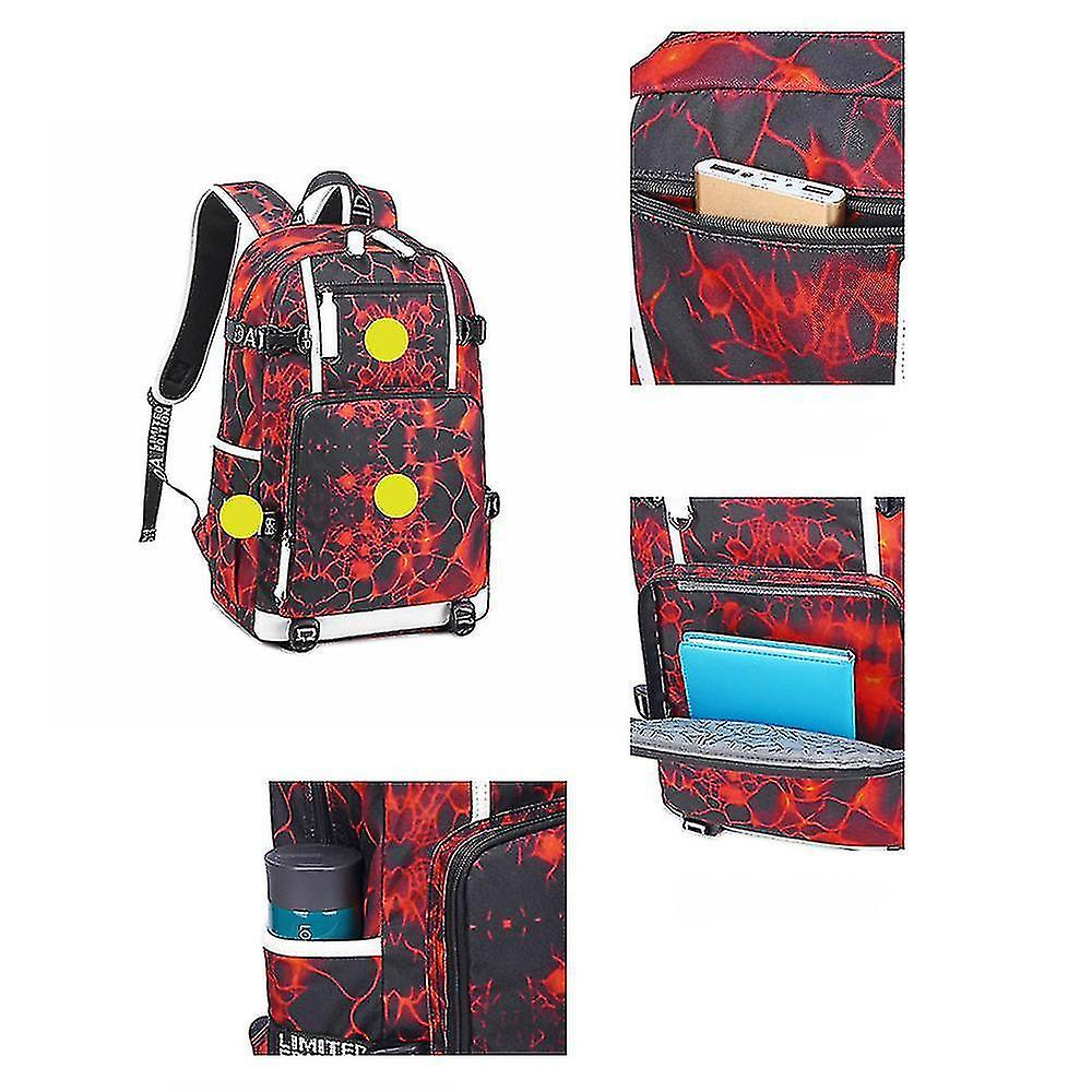 Foto 4 pulgar | Mochila Huoguo Impreso Oxford Impermeable Rojo 30x13x48cm - Venta Internacional.