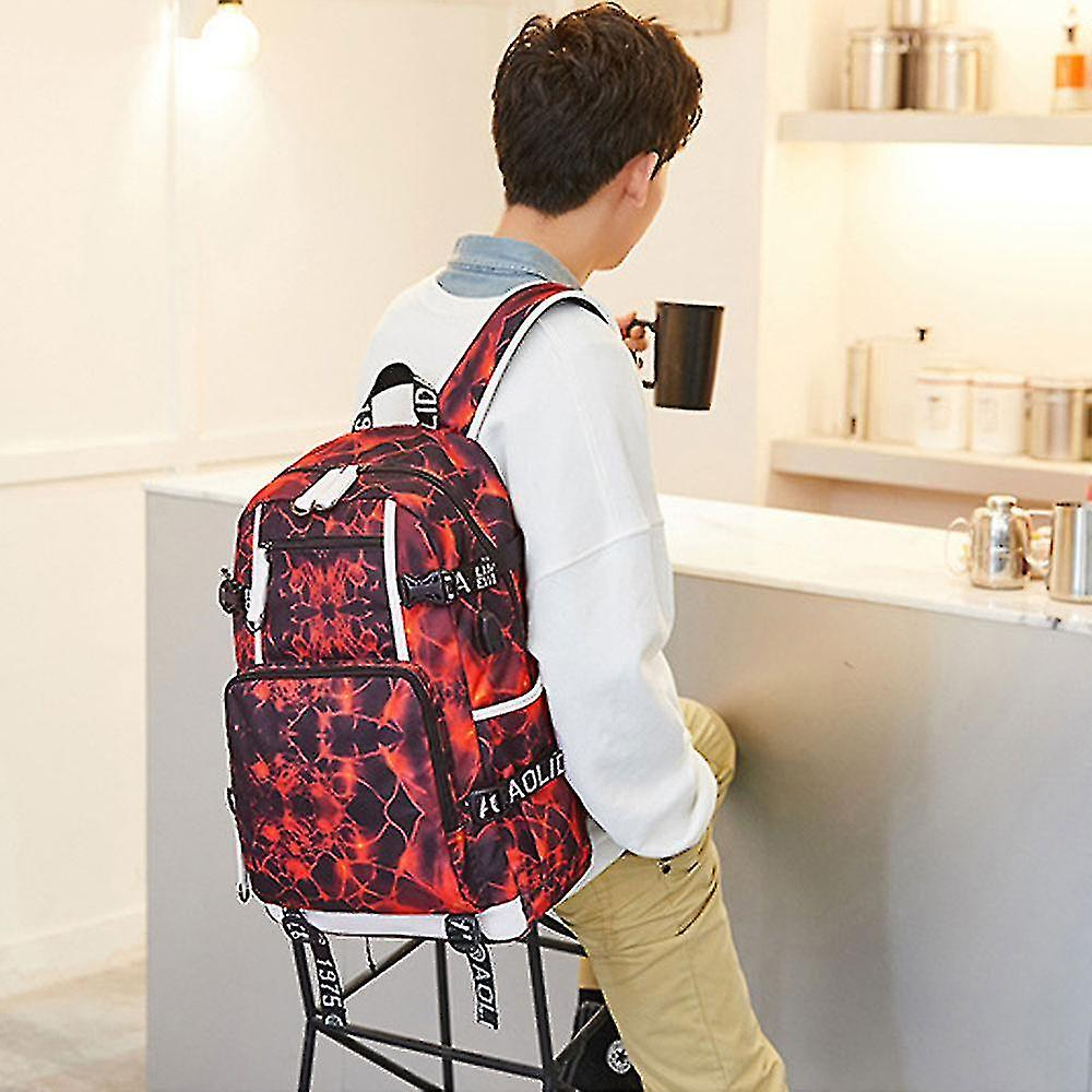 Foto 5 | Mochila Huoguo Impreso Oxford Impermeable Rojo 30x13x48cm - Venta Internacional.