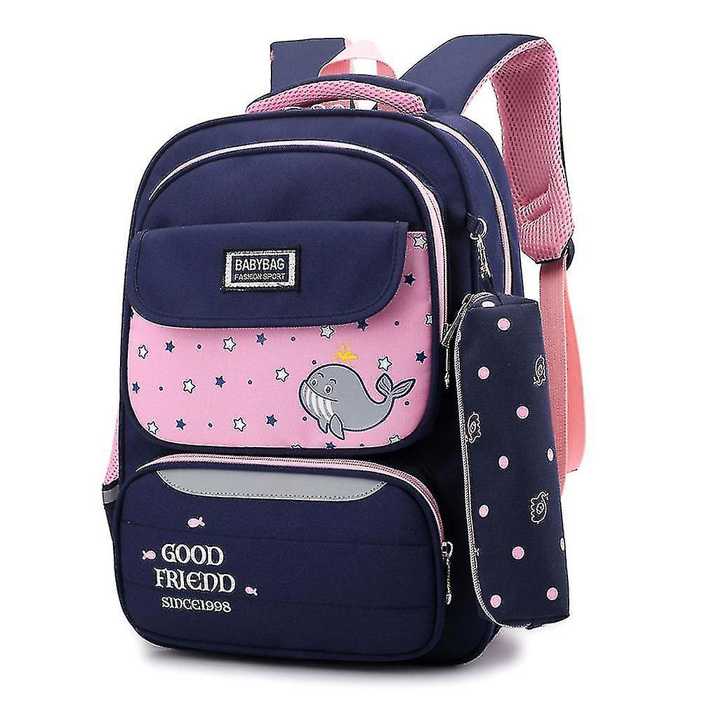 Mochila Escolar Huoguo Para Niña Con Delfín Pequeño, Azul, 28 X 13 X 40 - Venta Internacional.