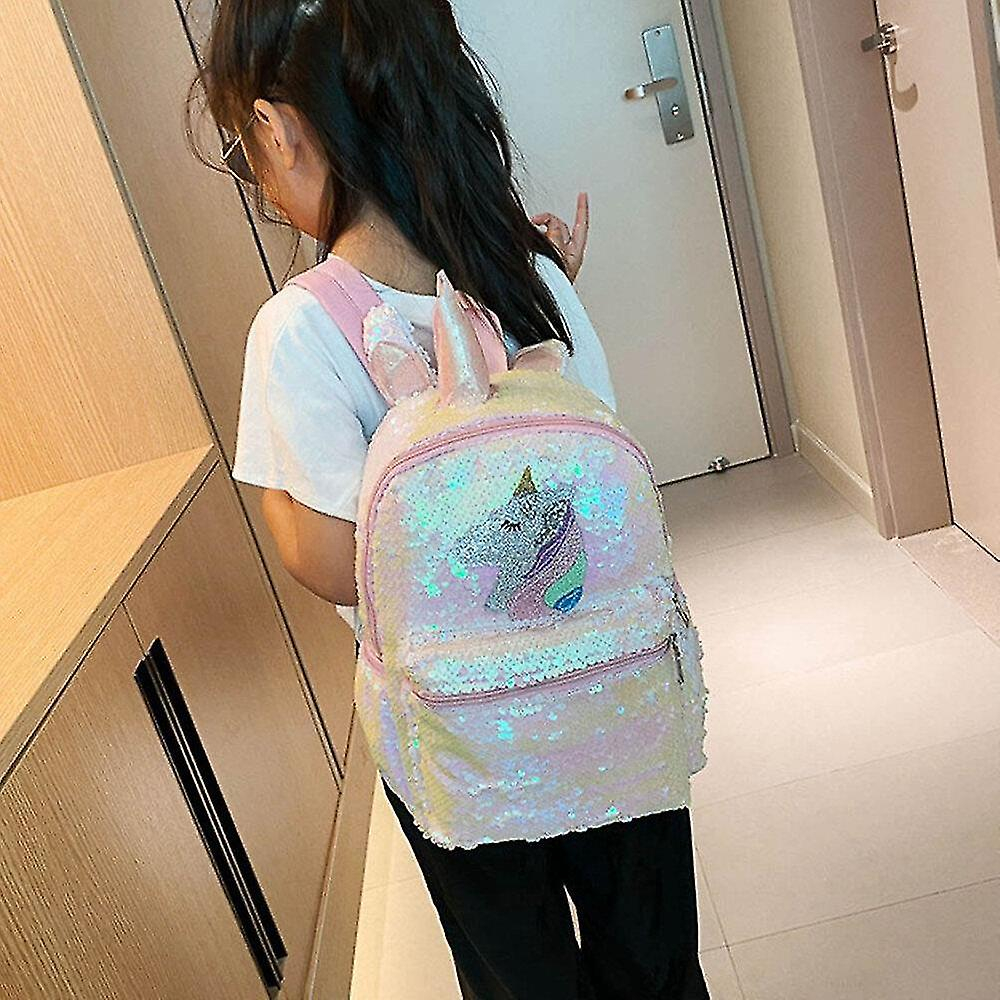 Foto 5 pulgar | Mochila Escolar Huoguo, Mochila Escolar Con Lentejuelas Y Lentejuelas De Unicornio - Venta Internacional.