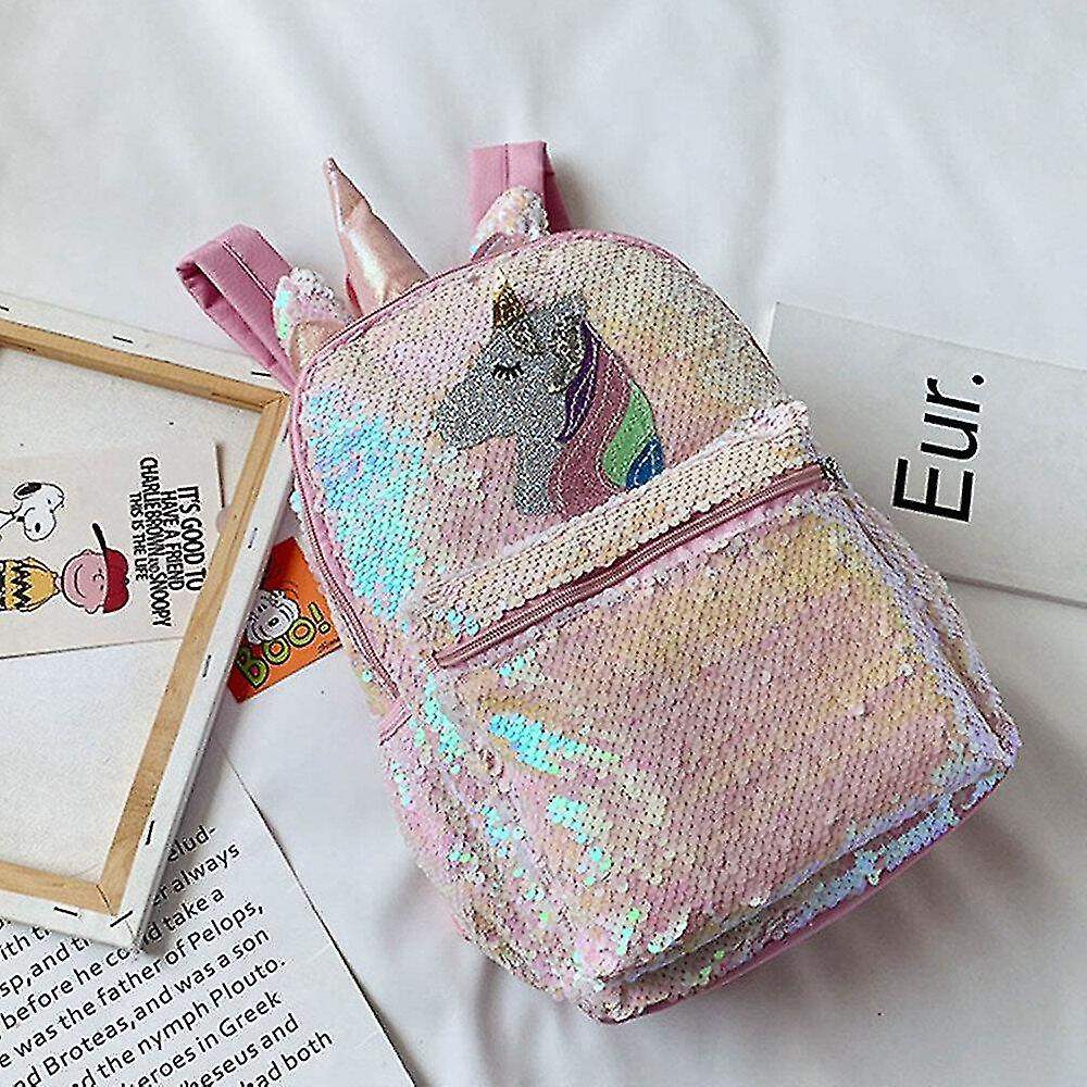 Foto 6 pulgar | Mochila Escolar Huoguo, Mochila Escolar Con Lentejuelas Y Lentejuelas De Unicornio - Venta Internacional.