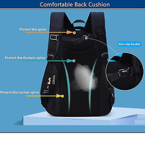 Foto 5 | Mochila Huoguo Impermeable Para Escuela Primaria Negra - Venta Internacional.