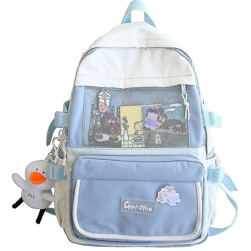 Mochila Huoguo, Estudiante De Secundaria, Niña, De Nailon Azul - Venta Internacional.