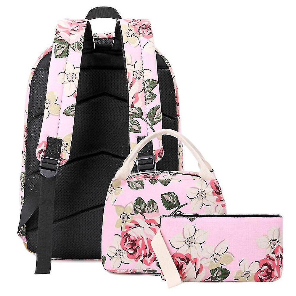 Foto 4 pulgar | Mochila Huoguo De Lona Impermeable Con Estampado De Flores Rosa - Venta Internacional.