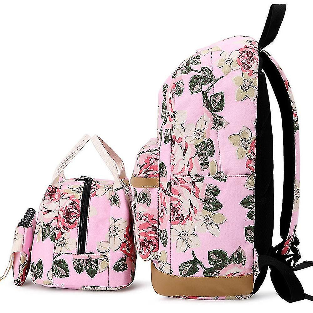 Foto 5 pulgar | Mochila Huoguo De Lona Impermeable Con Estampado De Flores Rosa - Venta Internacional.