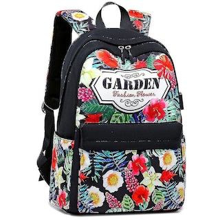 Foto 1 | Mochila Huoguo Retro De Lona Con Flores, 32 X 44 X 14 Cm, Impermeable - Venta Internacional.