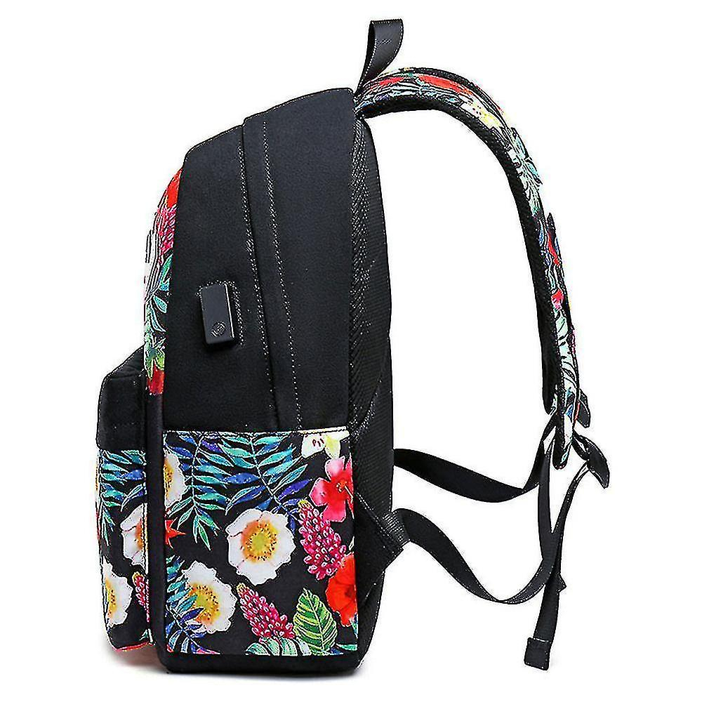 Foto 3 pulgar | Mochila Huoguo Retro De Lona Con Flores, 32 X 44 X 14 Cm, Impermeable - Venta Internacional.