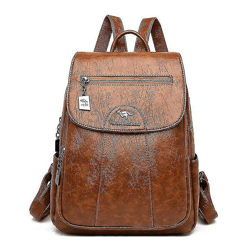 Foto 4 | Mochila Huoguo Para Mujer, Antirrobo, Piel Suave, Color Marrón, 20 Litros - Venta Internacional.