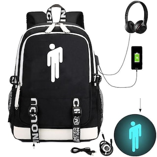 Foto 1 | Mochila Huoguo Billie Eilish Pattern De Nailon Recargable Por Usb - Venta Internacional.