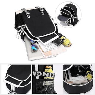 Foto 2 | Mochila Huoguo Billie Eilish Pattern De Nailon Recargable Por Usb - Venta Internacional.