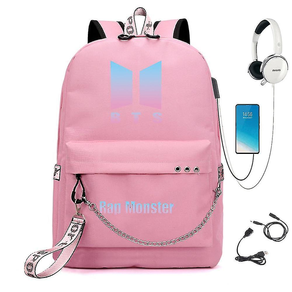 Mochila Huoguo Bts Cute Con Carga Usb De Nailon Impermeable - Venta Internacional.