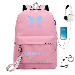 Foto 1 | Mochila Huoguo Bts Cute Con Carga Usb De Nailon Impermeable - Venta Internacional.