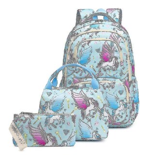 Foto 1 | Mochila Huoguo con Dibujos Animados de Unicornio para Niñas con Bolsa de Almuerzo Y Bolígrafo - Venta Internacional