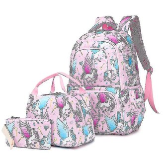 Foto 5 | Mochila Huoguo con Dibujos Animados de Unicornio para Niñas con Bolsa de Almuerzo Y Bolígrafo - Venta Internacional
