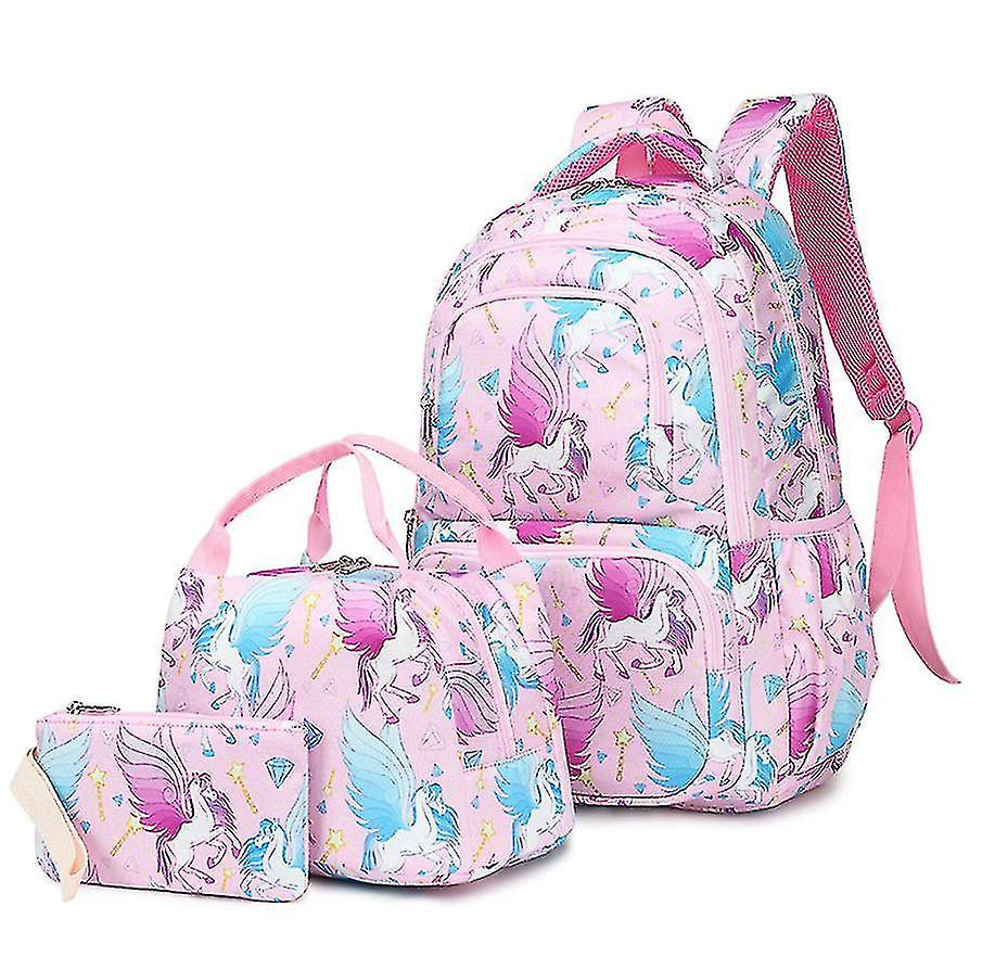 Foto 2 pulgar | Mochila Huoguo con Dibujos Animados de Unicornios para Niñas con Bolsa de Almuerzo Y Bolígrafo - Venta Internacional