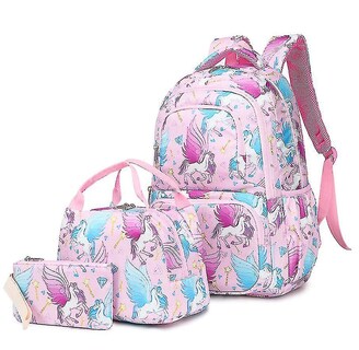Foto 1 | Mochila Huoguo con Dibujos Animados de Unicornios para Niñas con Bolsa de Almuerzo Y Bolígrafo - Venta Internacional