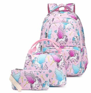Foto 2 | Mochila Huoguo con Dibujos Animados de Unicornios para Niñas con Bolsa de Almuerzo Y Bolígrafo - Venta Internacional