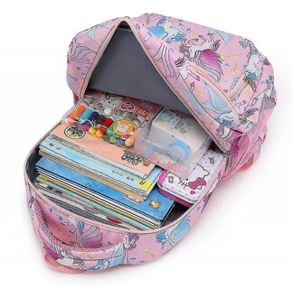 Foto 4 | Mochila Huoguo con Dibujos Animados de Unicornios para Niñas con Bolsa de Almuerzo Y Bolígrafo - Venta Internacional